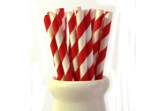 Drinking Red Striped Party Straws
